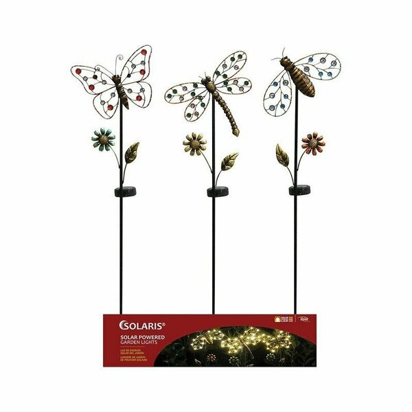 Alpine SOLAR BEE BUTTERFLY & DRAGONFLY LED GARDEN STAKE RGG119A